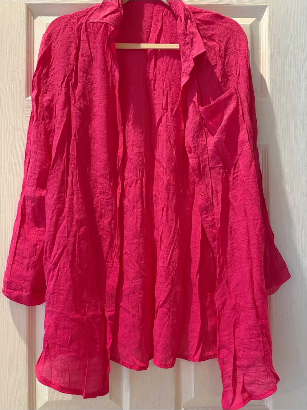 Amazon Women's Swim Coverup - Hot Pink Open Front Shirt